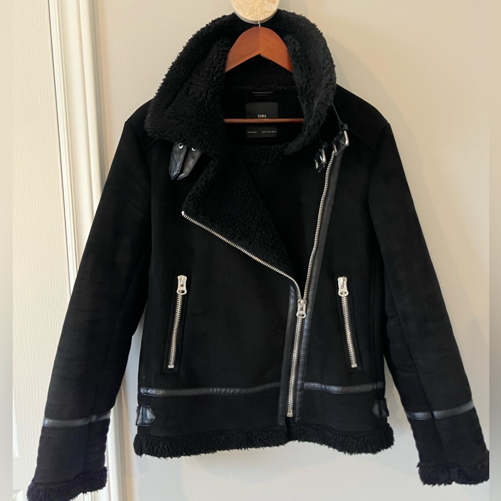 ZARA MOTO SHEARLING JACKET